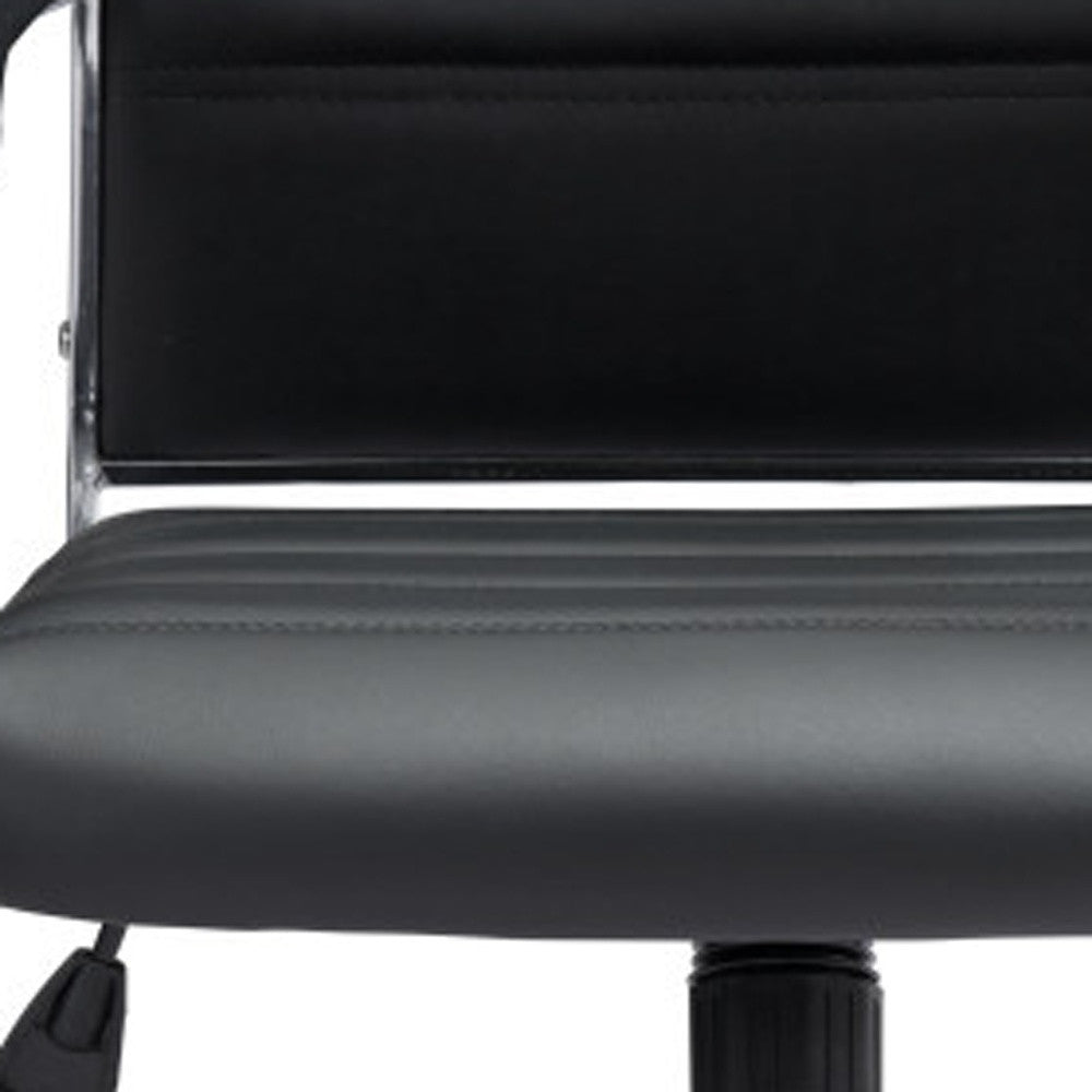 Silver & Black Adjustable Swivel Faux Leather Conference Chair | Rolling, Professional Style