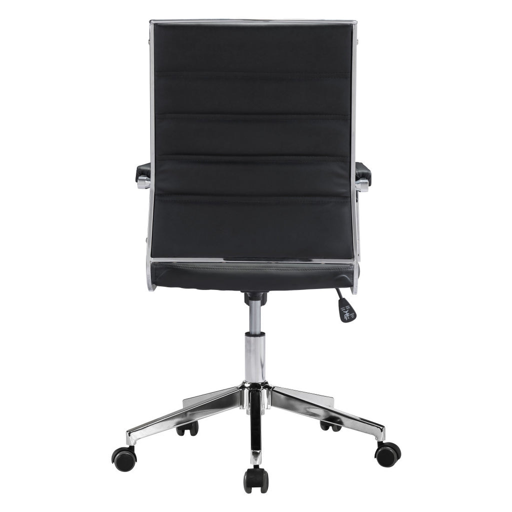 Silver & Black Adjustable Swivel Faux Leather Conference Chair | Rolling, Professional Style