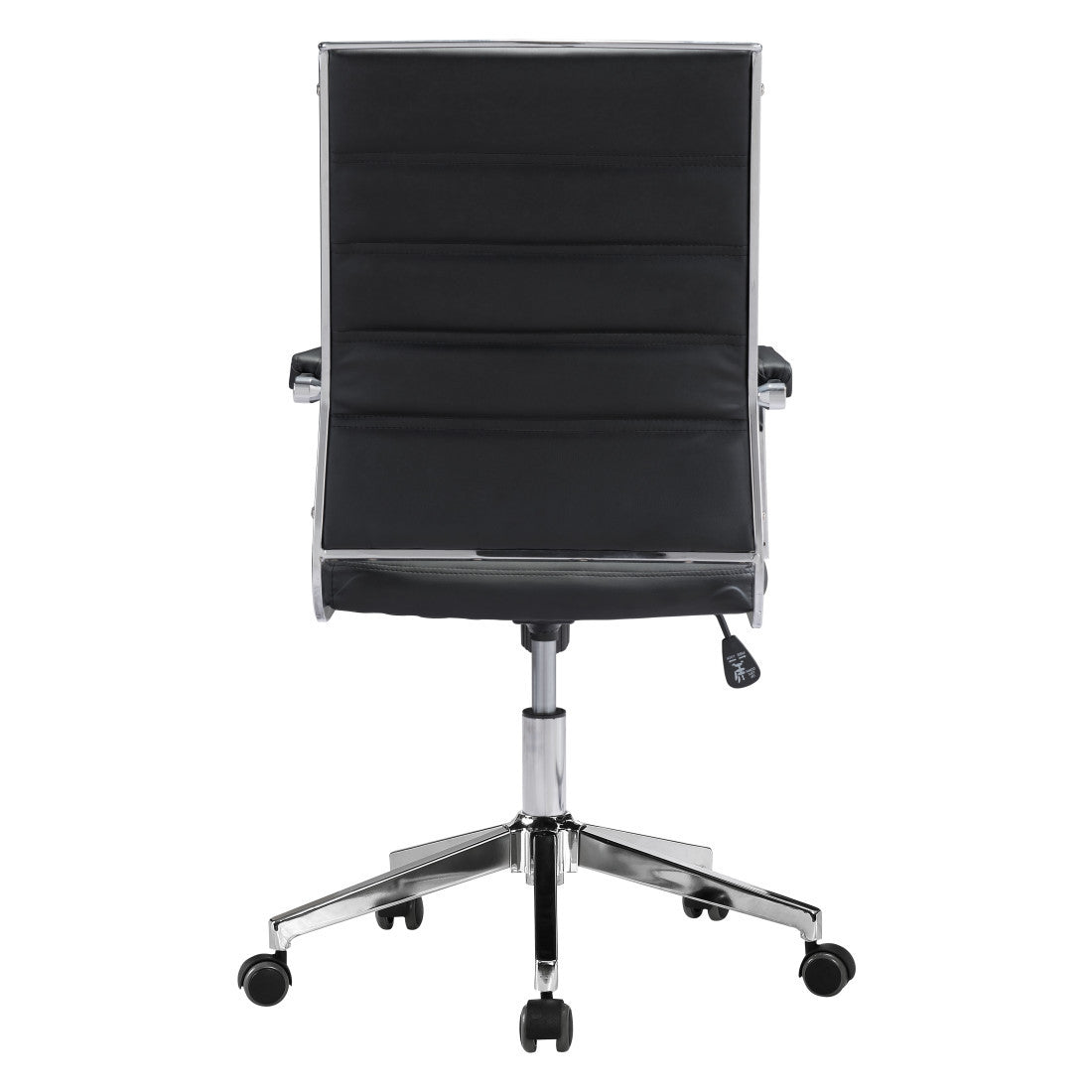 Silver & Black Adjustable Swivel Faux Leather Conference Chair | Rolling, Professional Style