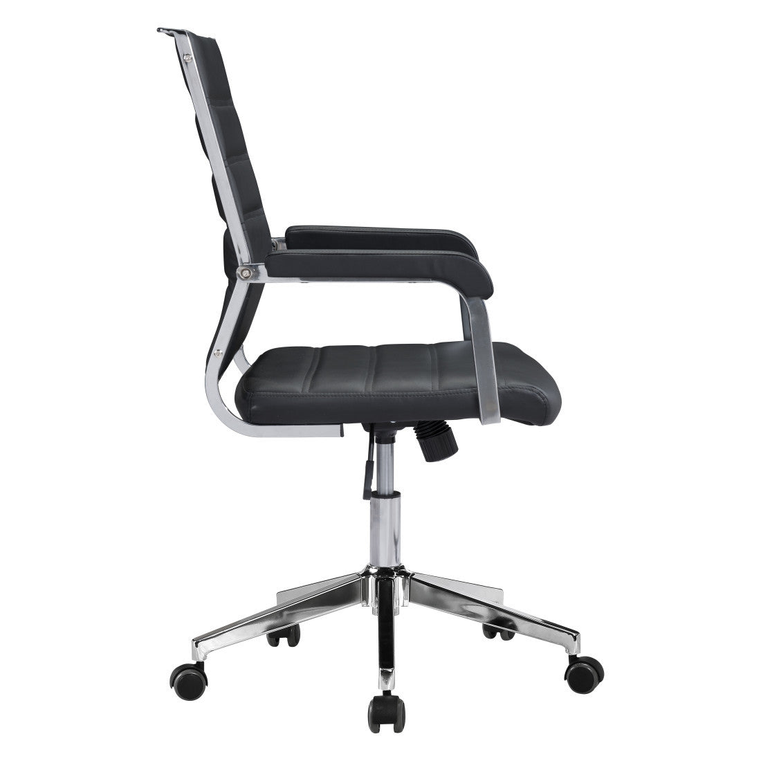 Silver & Black Adjustable Swivel Faux Leather Conference Chair | Rolling, Professional Style