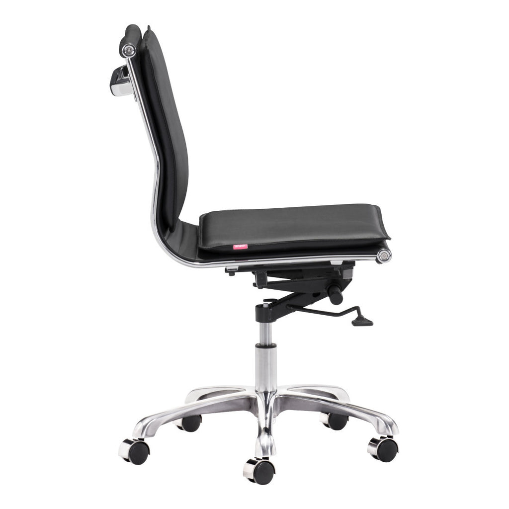 Black & Silver Adjustable Swivel Faux Leather Executive Office Chair | Rolling, Premium Comfort