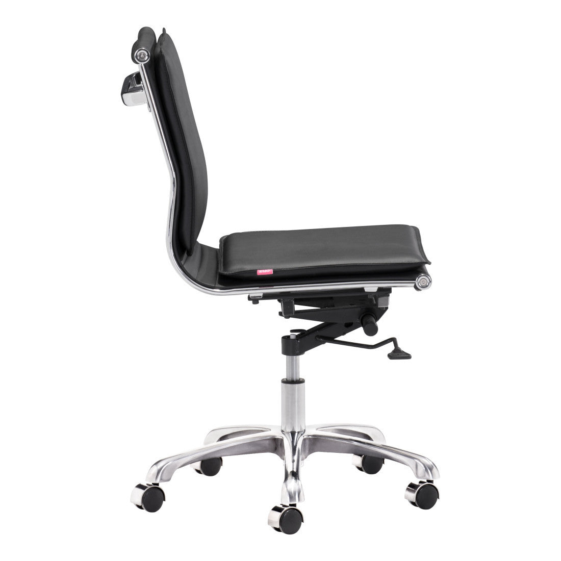 Black & Silver Adjustable Swivel Faux Leather Executive Office Chair | Rolling, Premium Comfort