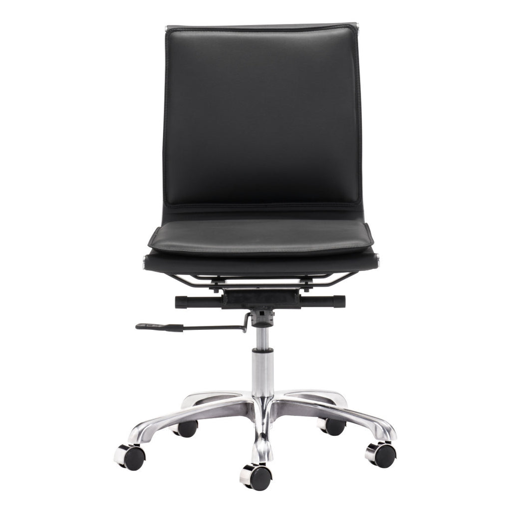 Black & Silver Adjustable Swivel Faux Leather Executive Office Chair | Rolling, Premium Comfort