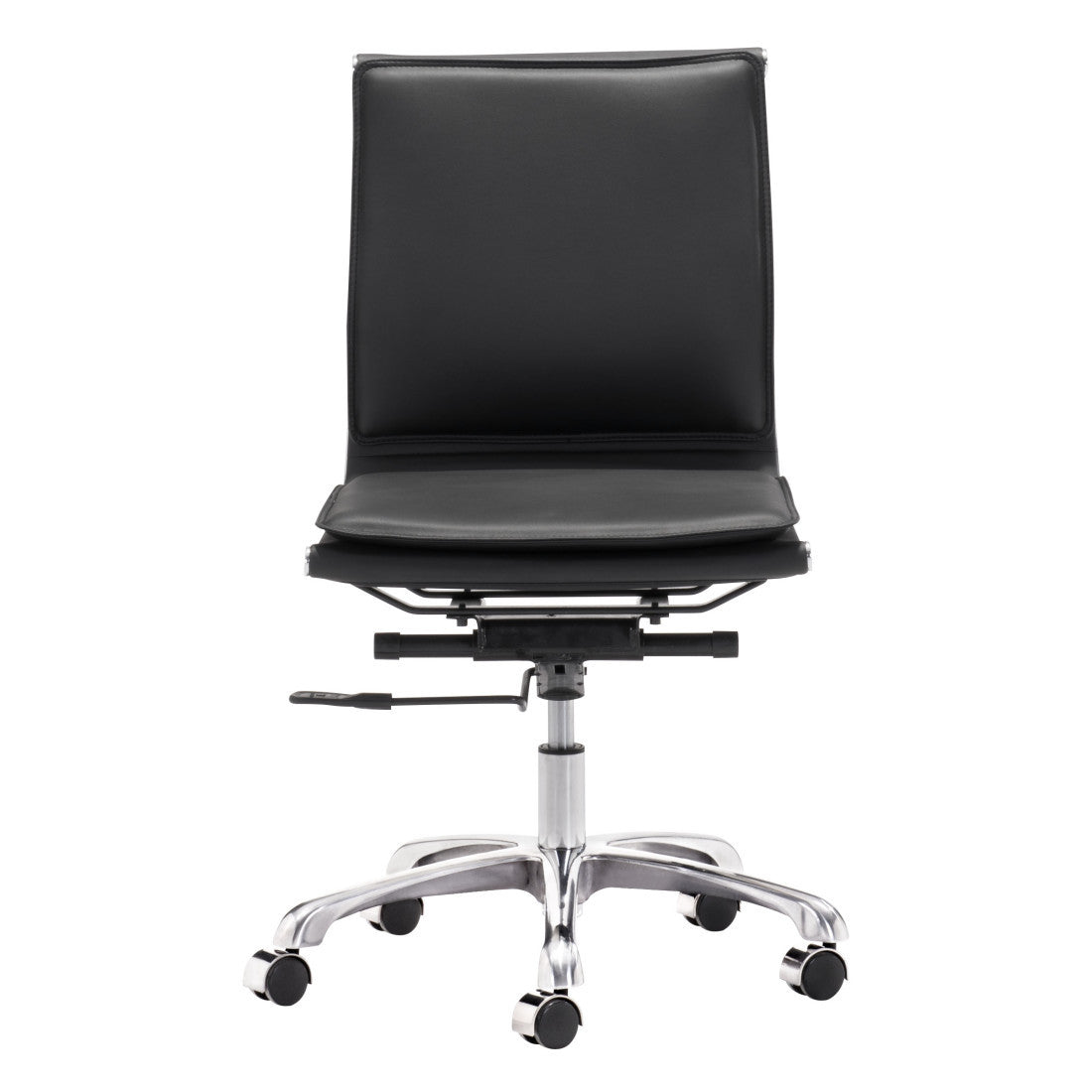 Black & Silver Adjustable Swivel Faux Leather Executive Office Chair | Rolling, Premium Comfort