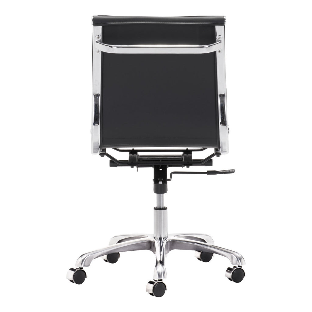 Black & Silver Adjustable Swivel Faux Leather Executive Office Chair | Rolling, Premium Comfort