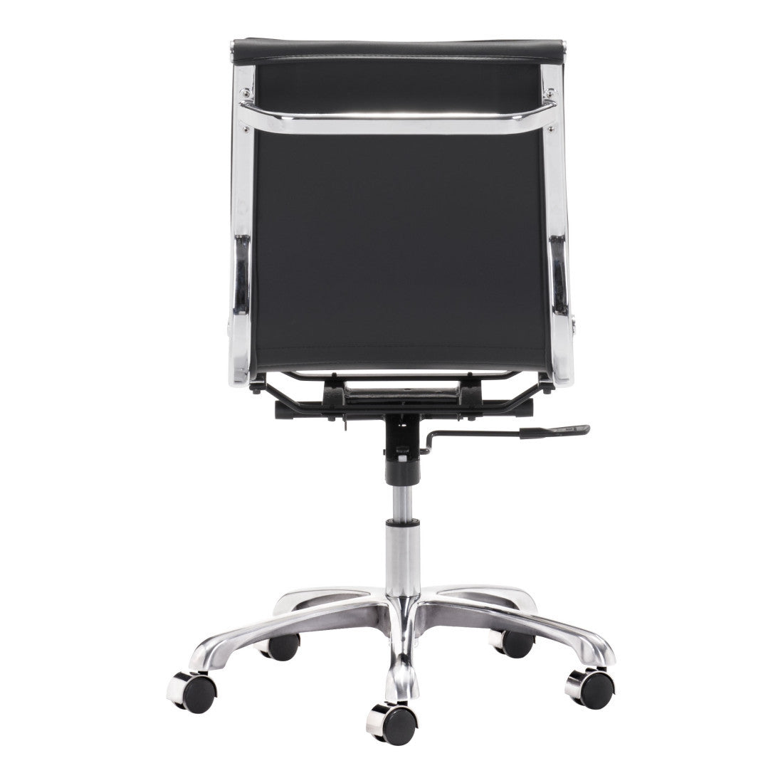 Black & Silver Adjustable Swivel Faux Leather Executive Office Chair | Rolling, Premium Comfort
