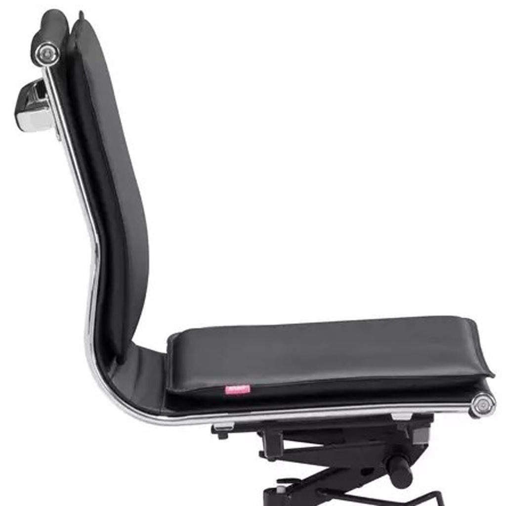 Black & Silver Adjustable Swivel Faux Leather Executive Office Chair | Rolling, Premium Comfort