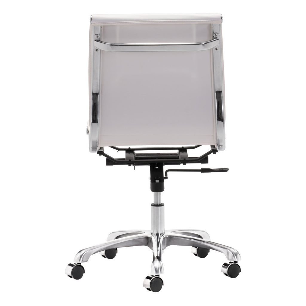 White & Silver Adjustable Swivel Faux Leather Executive Office Chair | Rolling, Modern Design