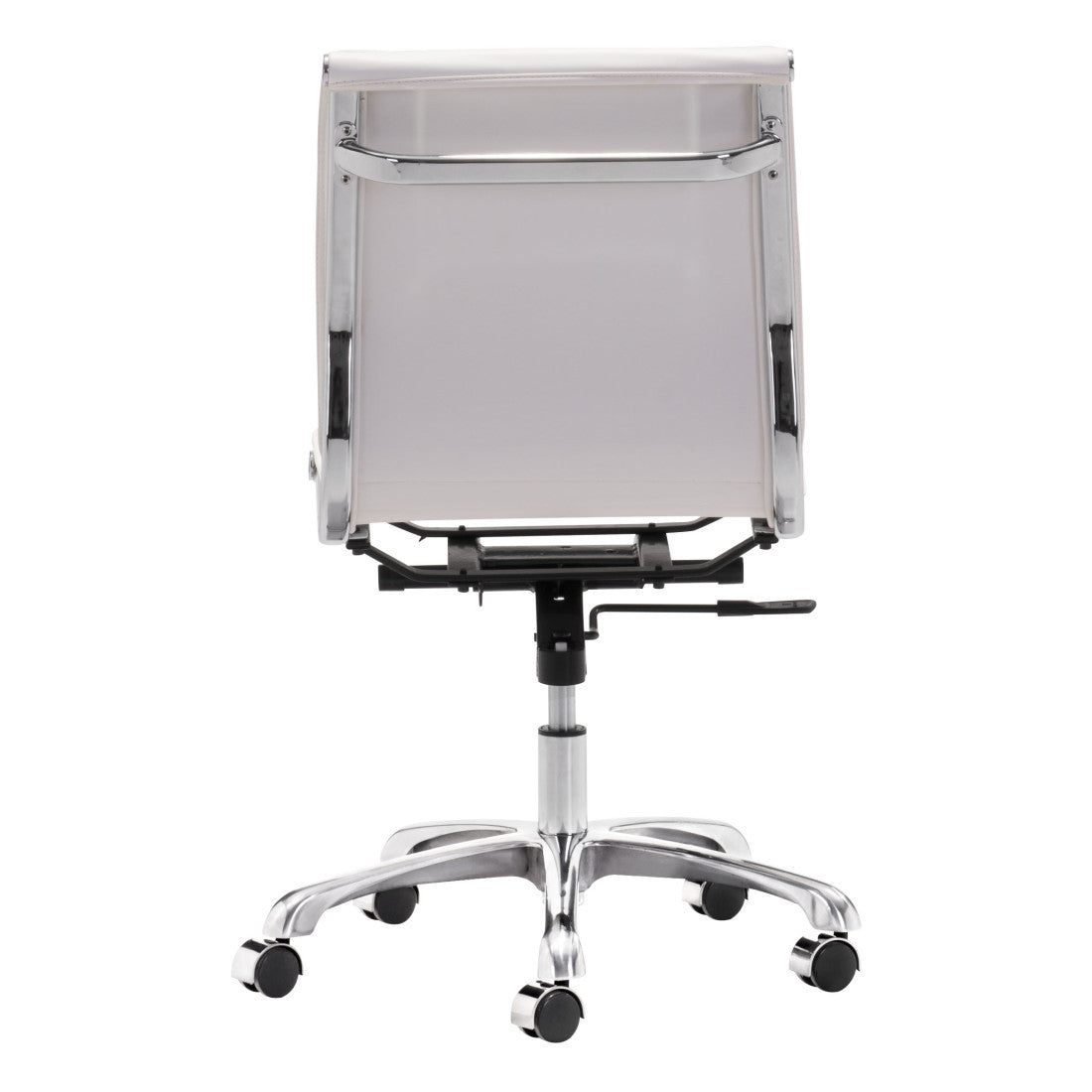 White & Silver Adjustable Swivel Faux Leather Executive Office Chair | Rolling, Modern Design