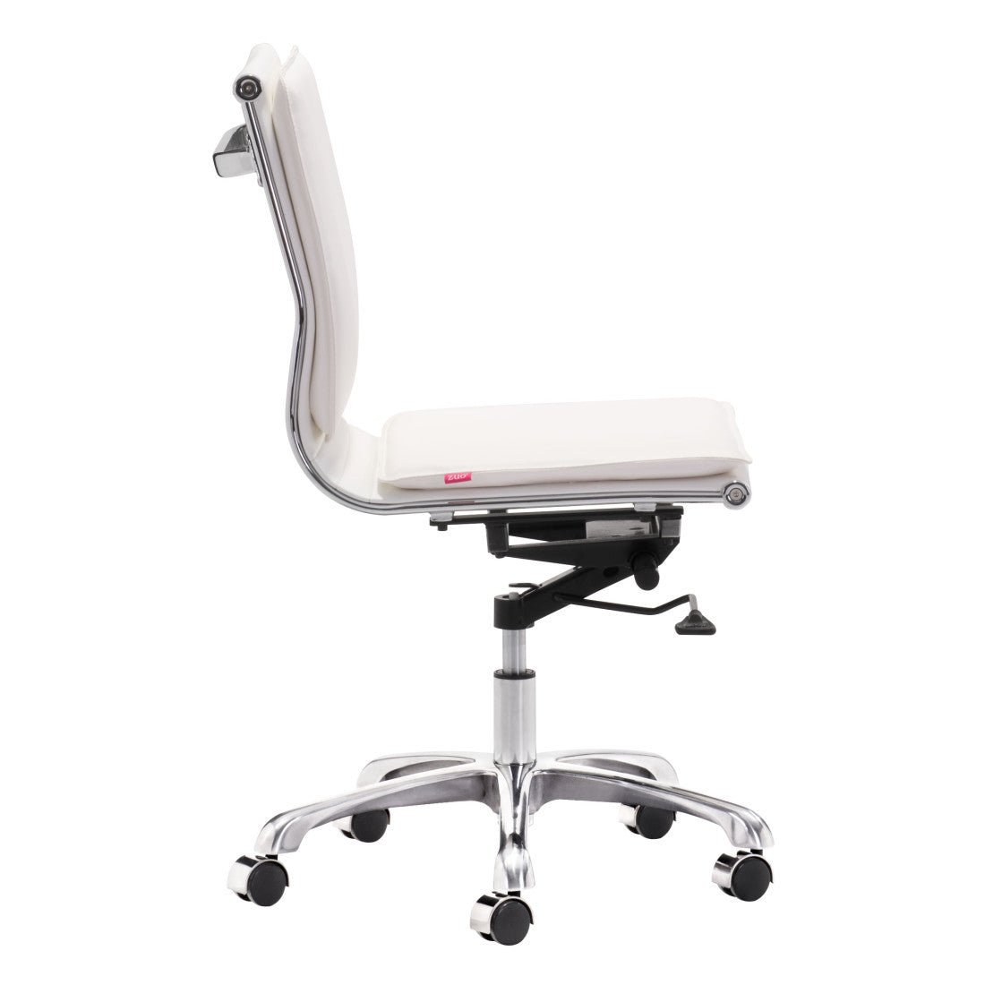 White & Silver Adjustable Swivel Faux Leather Executive Office Chair | Rolling, Modern Design