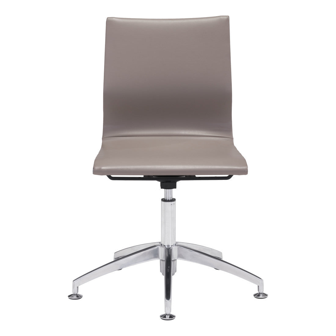Taupe & Silver Swivel Faux Leather Conference Chair | Rolling, Professional Comfort
