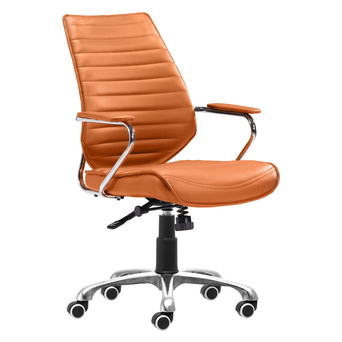 Orange & Silver Adjustable Swivel Faux Leather Executive Office Chair | Rolling, Bold Style