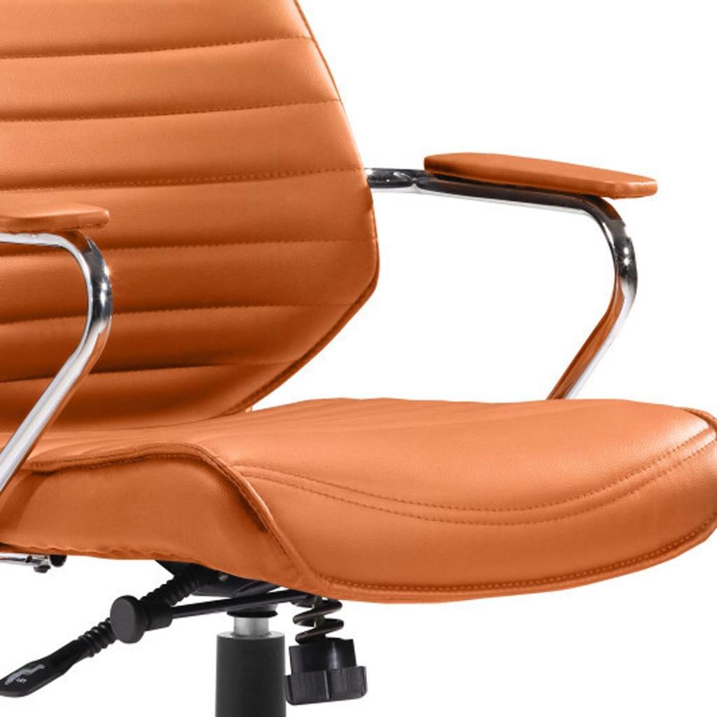 Orange & Silver Adjustable Swivel Faux Leather Executive Office Chair | Rolling, Bold Style