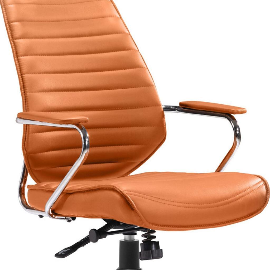 Orange & Silver Adjustable Swivel Faux Leather Executive Office Chair | Rolling, Bold Style