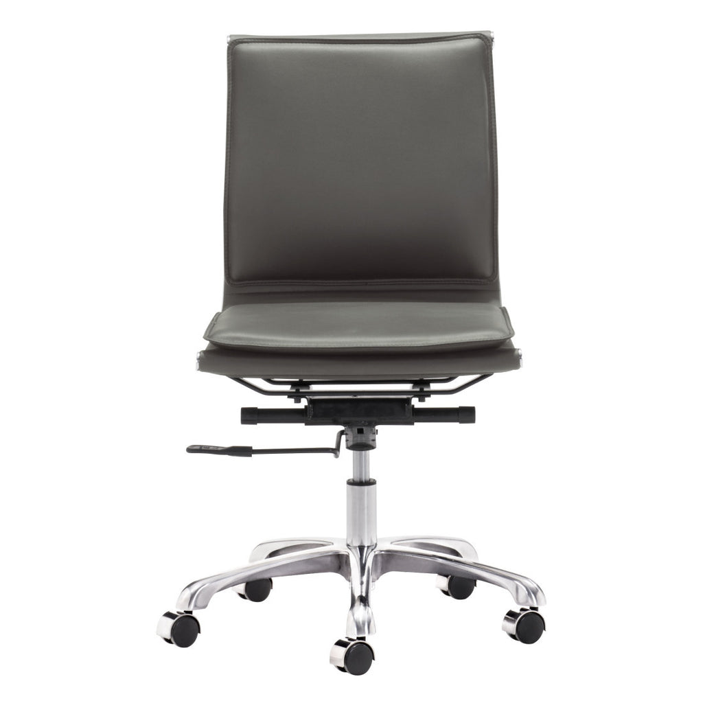 Gray & Silver Adjustable Swivel Faux Leather Executive Office Chair | Rolling, Ergonomic Design