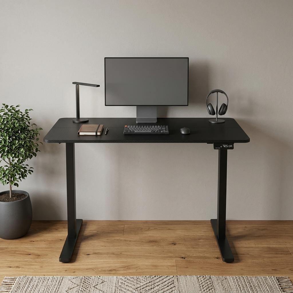 48" Black Stainless Steel Adjustable Standing Desk