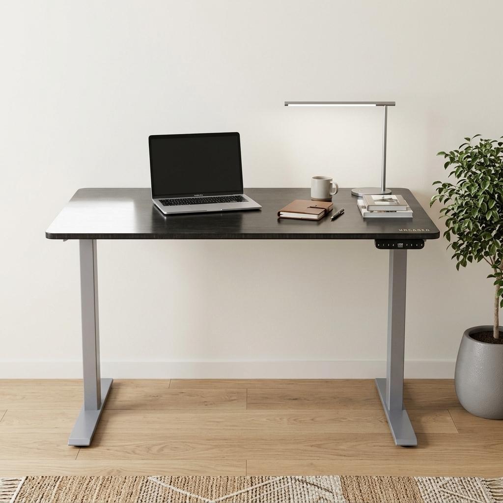 48" Black and Gray Stainless Steel Adjustable Standing Desk