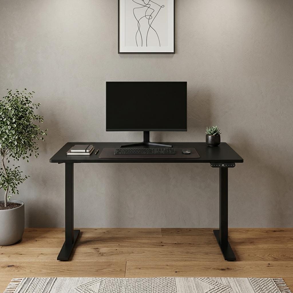 48" Black Stainless Steel Adjustable Standing Desk