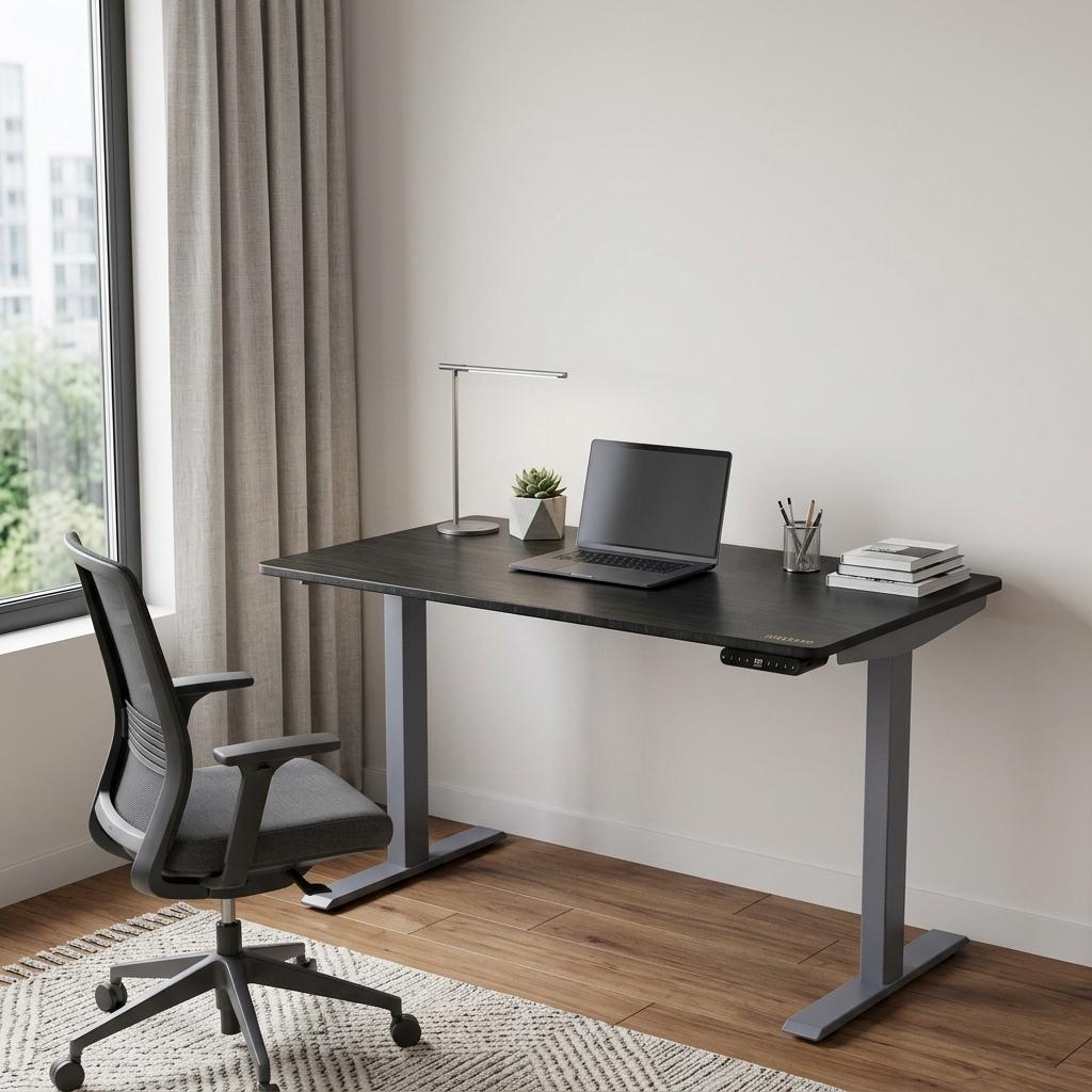 48" Black and Gray Stainless Steel Adjustable Standing Desk