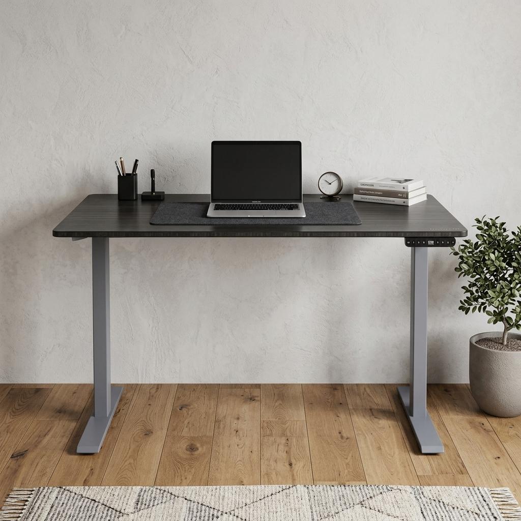60" Black and Gray Stainless Steel Adjustable Standing Desk