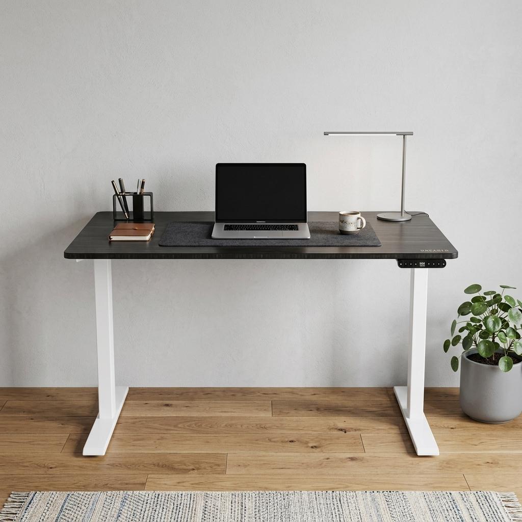 60" Black and White Stainless Steel Adjustable Standing Desk