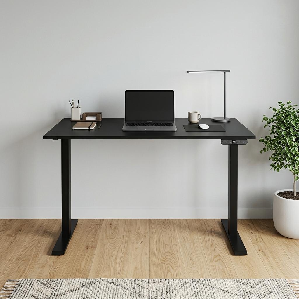 48" Black Stainless Steel Adjustable Computer Desk
