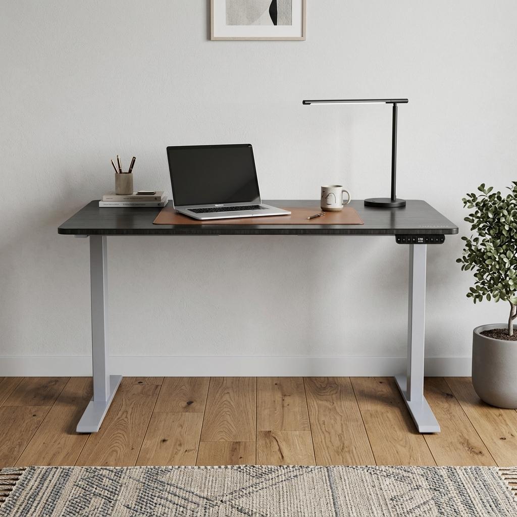 48" Black and Gray Stainless Steel Adjustable Computer Desk