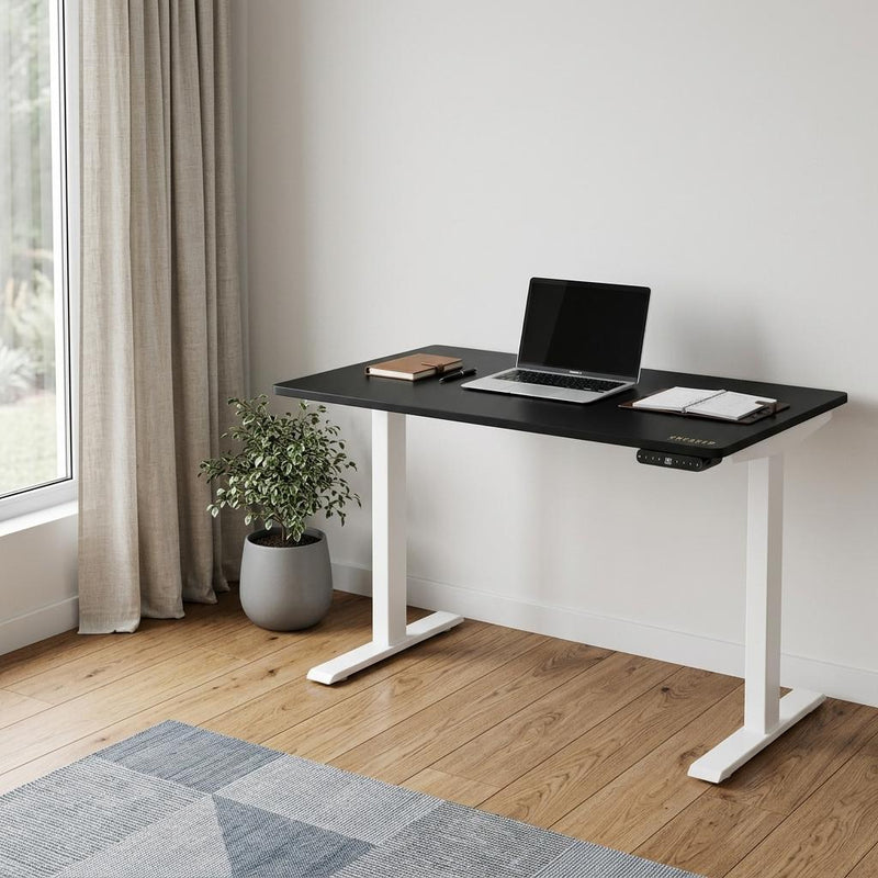 48" Black and White Stainless Steel Adjustable Computer Desk