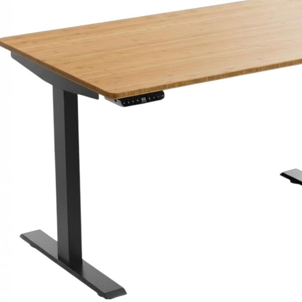 48" Brown and Black Stainless Steel Adjustable Computer Desk