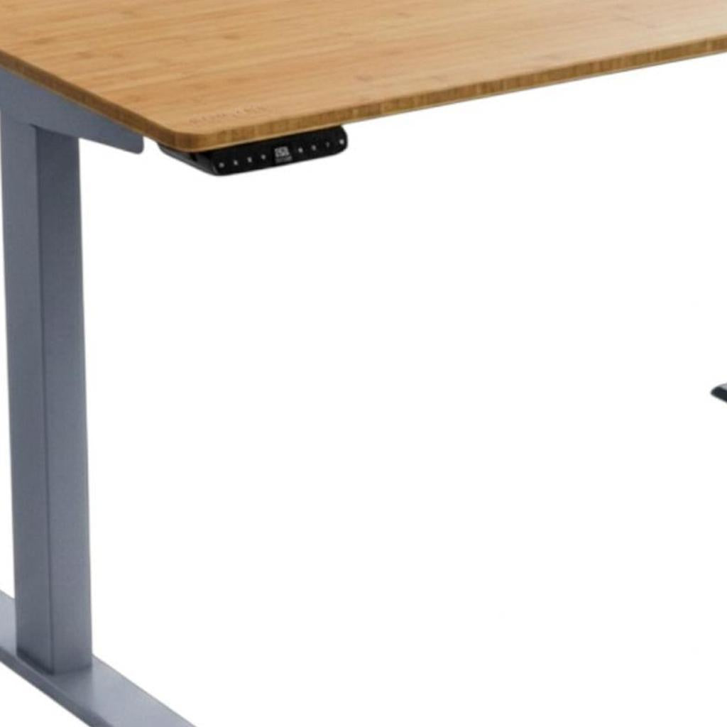 48" Brown and Gray Stainless Steel Adjustable Computer Desk