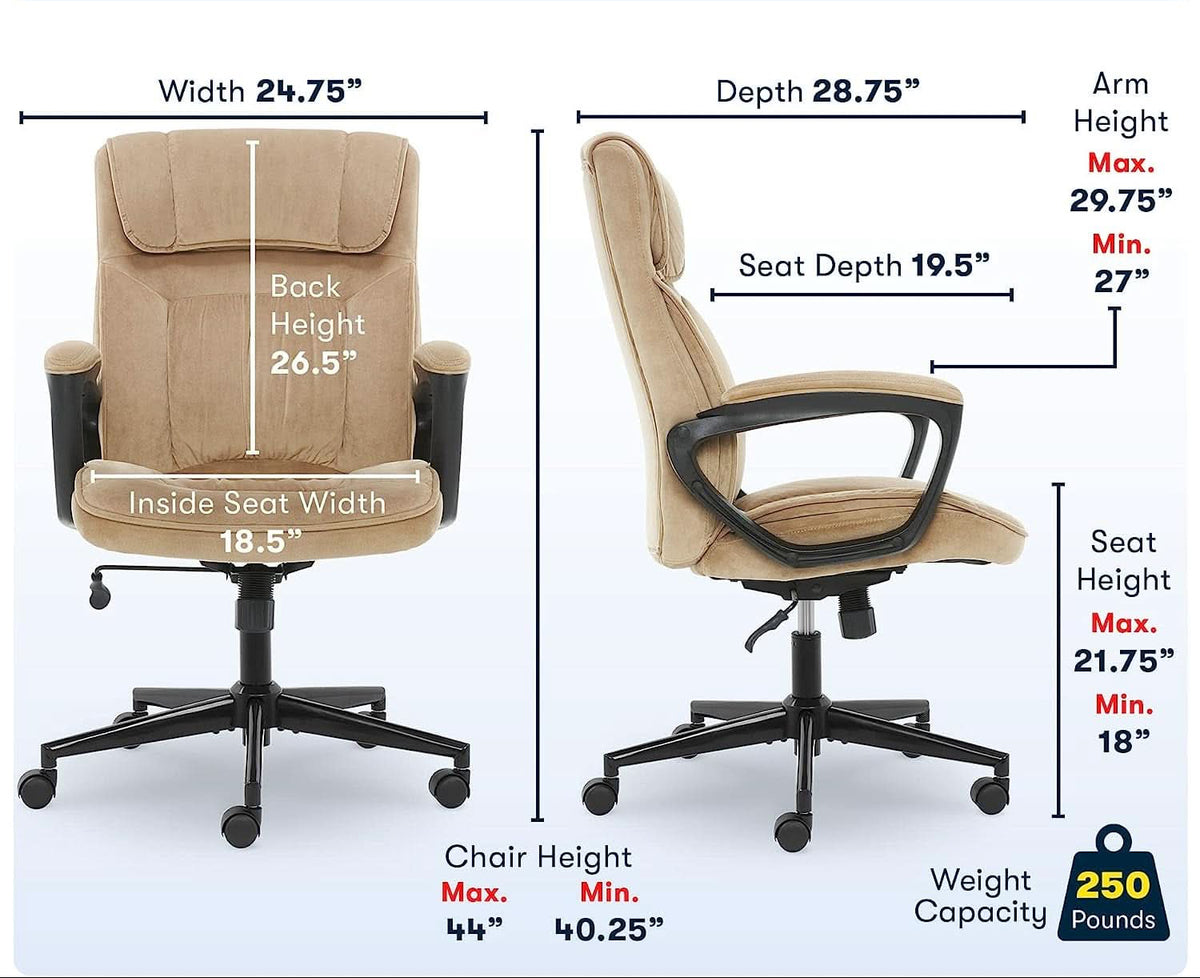 Hannah Executive Ergonomic Office Chair With Lumbar Support Beige Microfiber-2