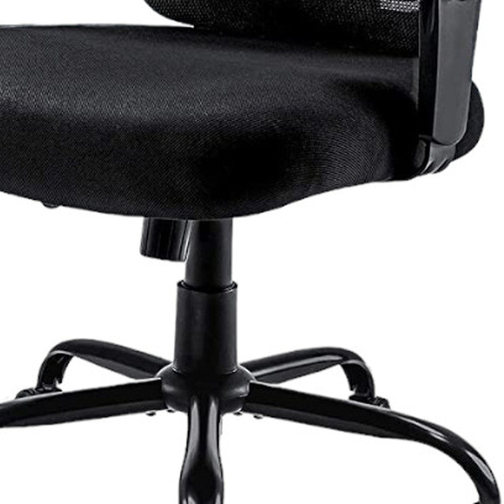 Black Fabric Mesh & Steel Executive Office Chair | Adjustable Swivel, Rolling, Breathable Back