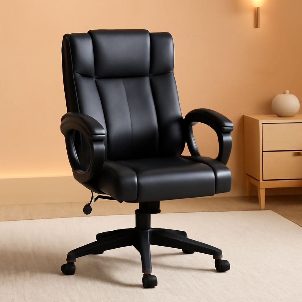 Black Ergonomic Office Chair With Adjustable Lumbar Support-0