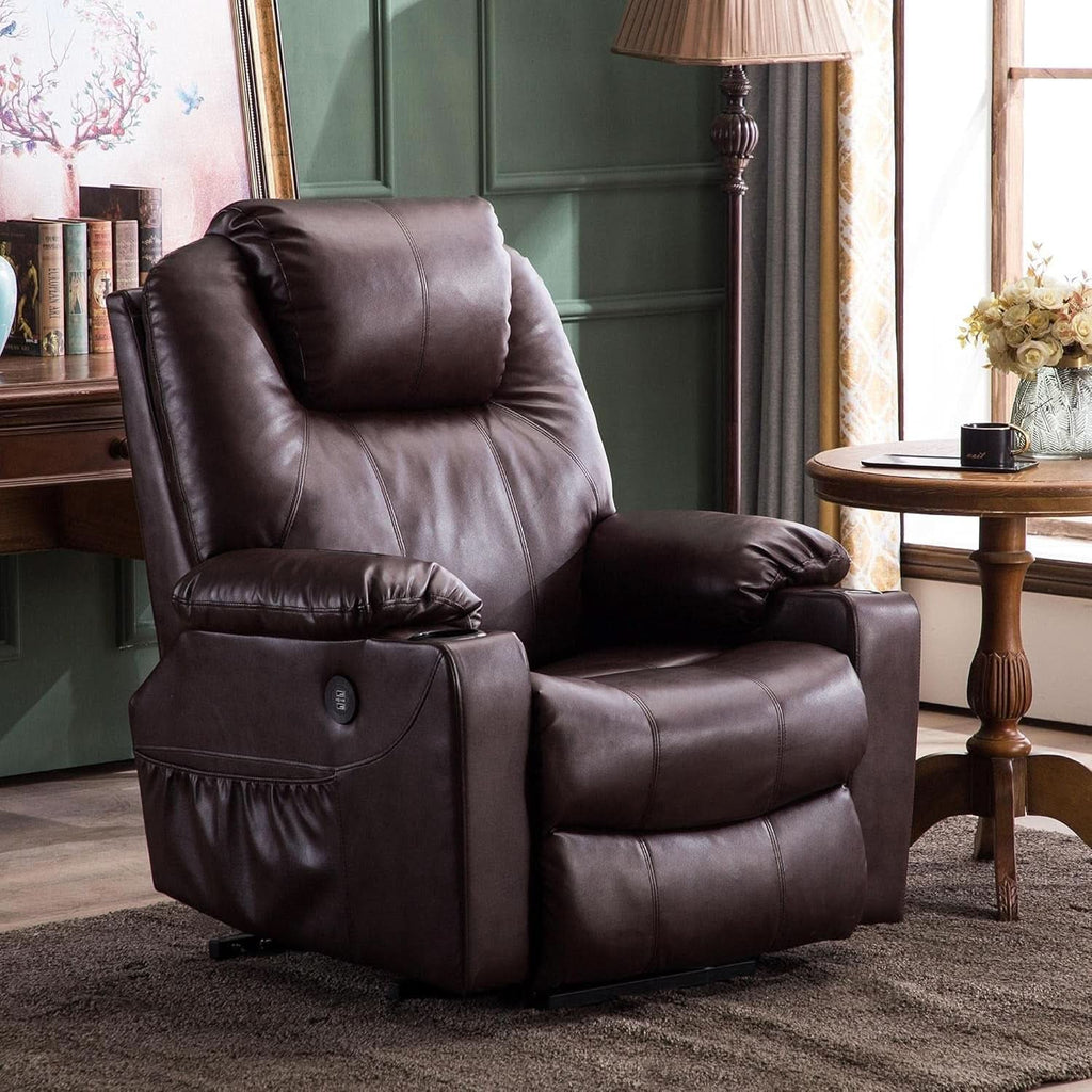 Electric Power Lift Recliner Chair Dark Brown Massage-1