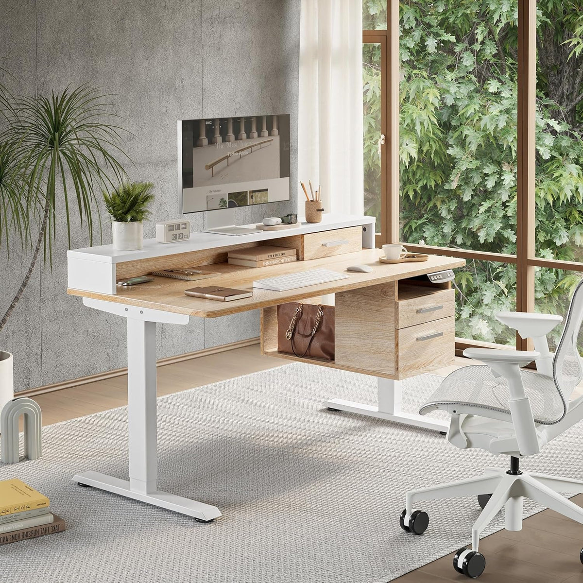 Maple Electric Ergonomic Standing Desk 48x24 Inches-2
