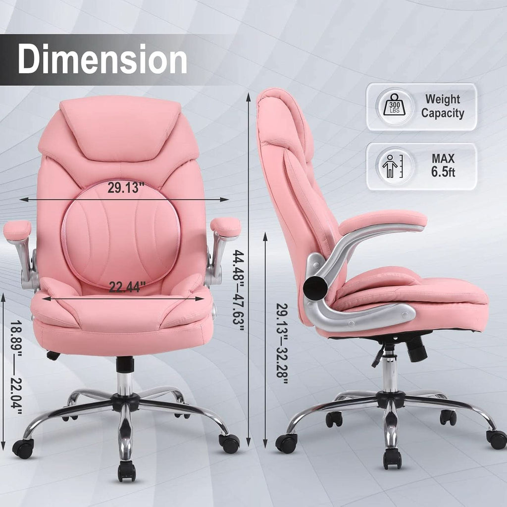 Pink Ergonomic Office Chair With Adjustable Lumbar Support-1