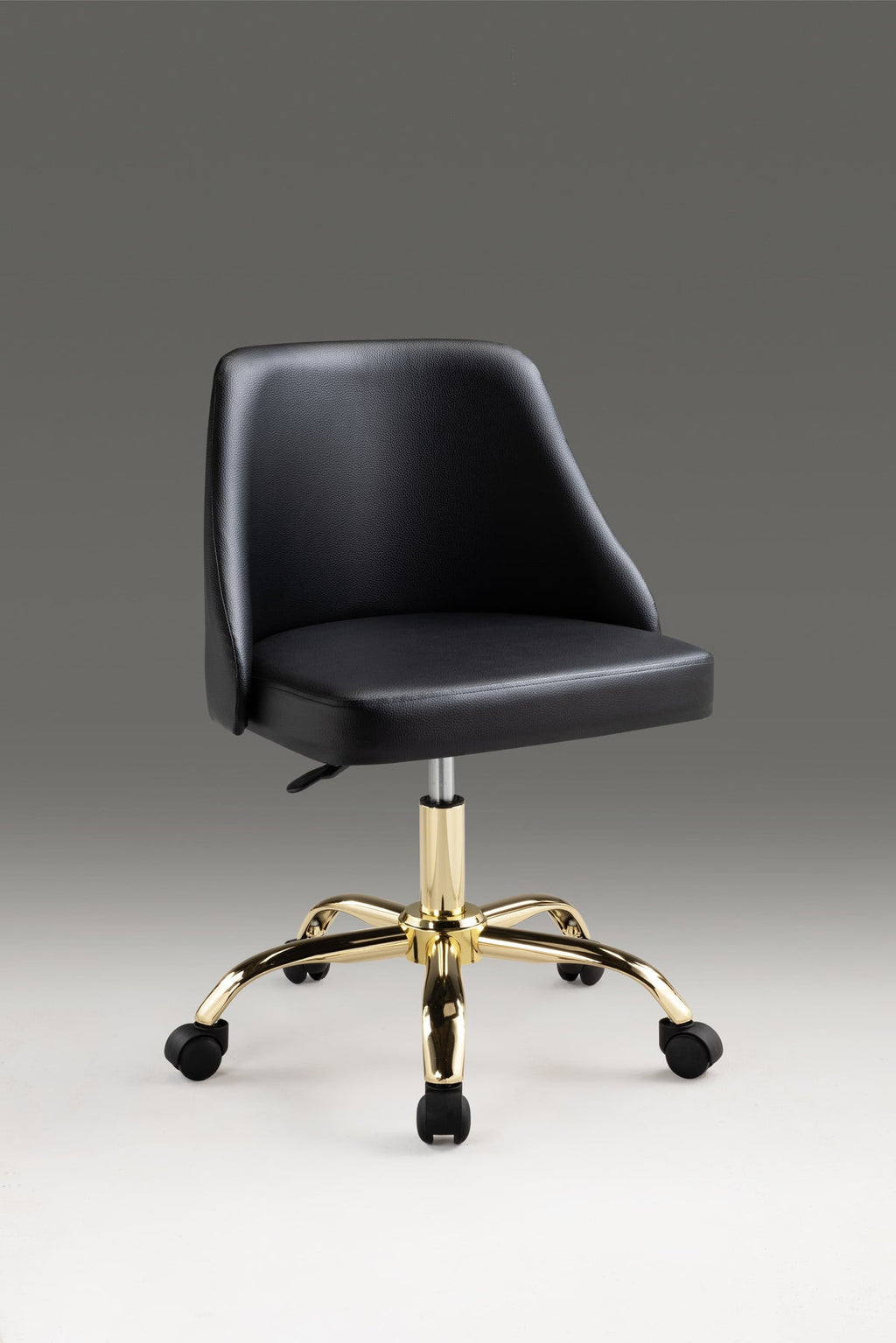 Black & Gold Faux Leather Adjustable Height Office Chair | Swivel, Rolling, Luxury Style