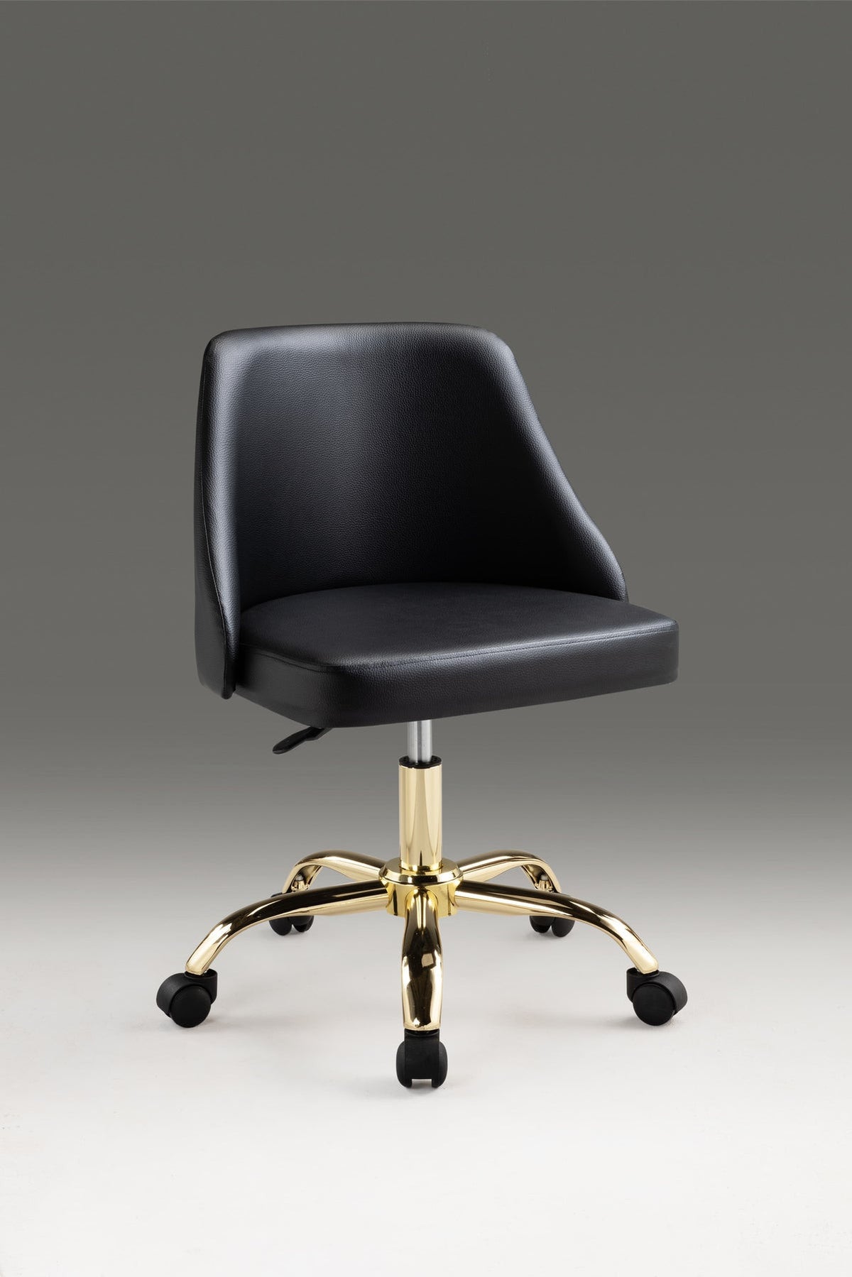 Black & Gold Faux Leather Adjustable Height Office Chair | Swivel, Rolling, Luxury Style