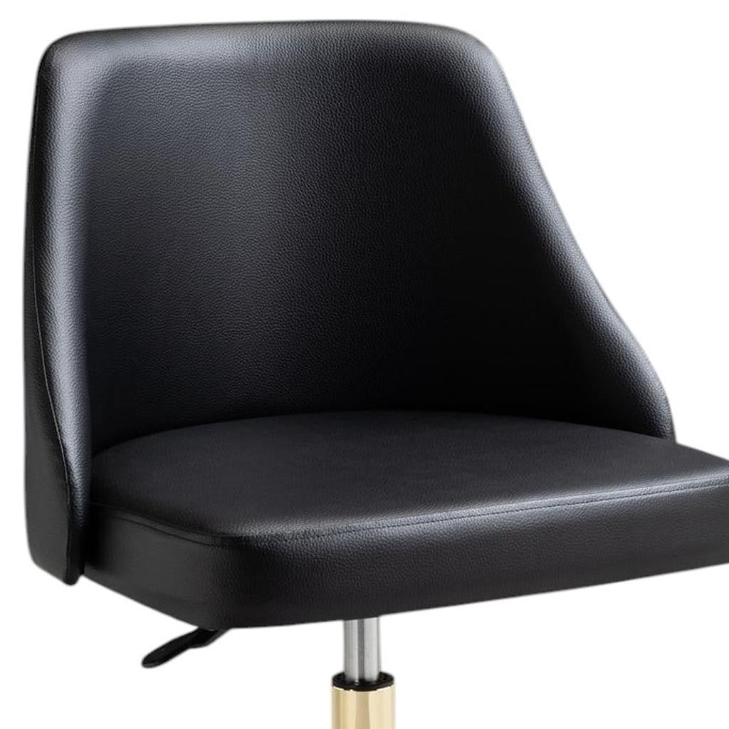 Black & Gold Faux Leather Adjustable Height Office Chair | Swivel, Rolling, Luxury Style