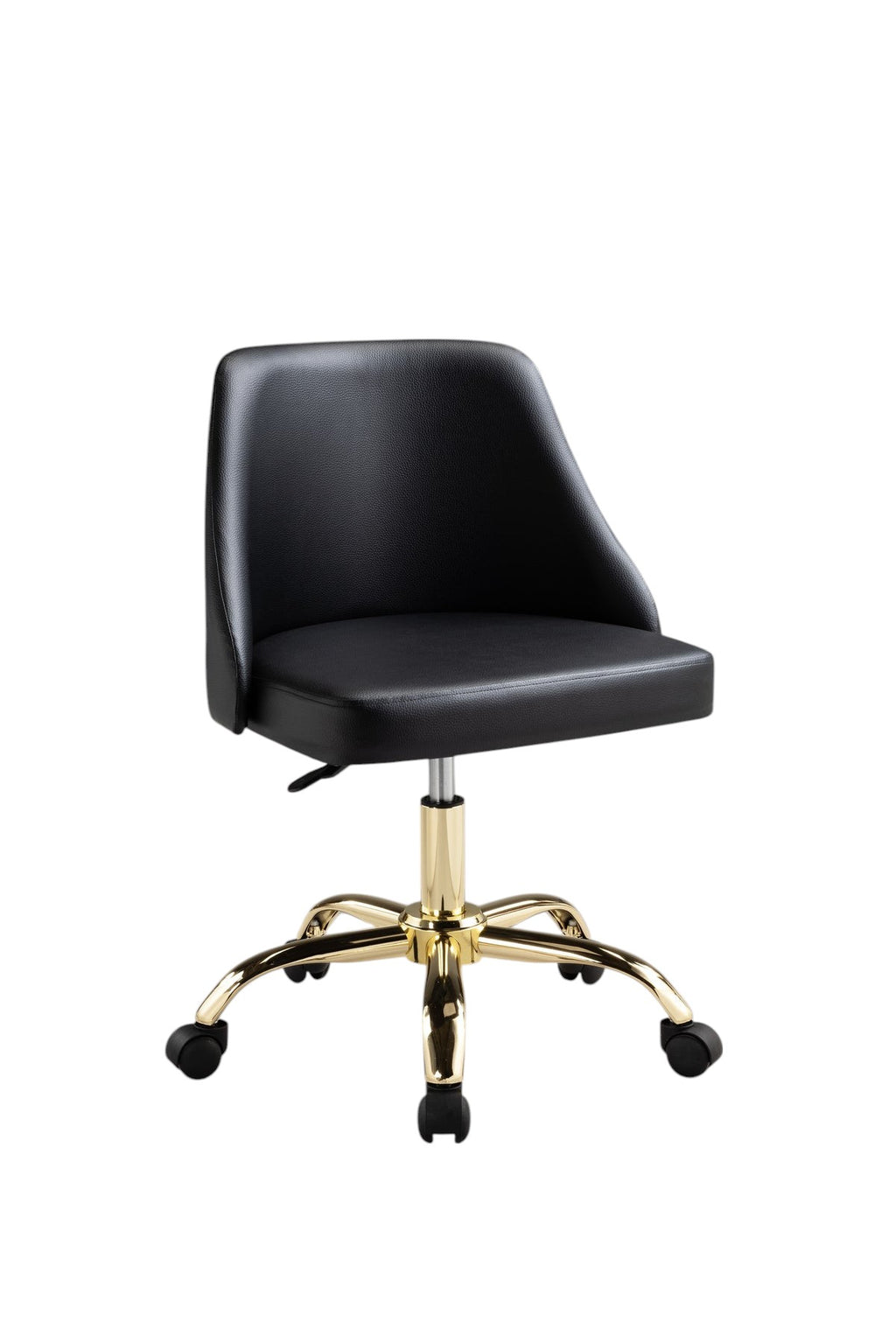 Black & Gold Faux Leather Adjustable Height Office Chair | Swivel, Rolling, Luxury Style