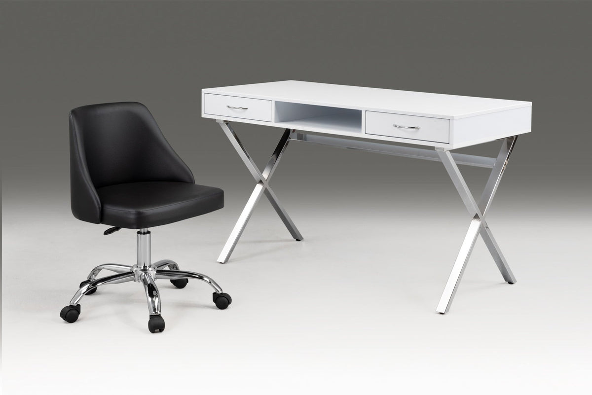 Black & Silver Faux Leather Adjustable Height Office Chair | Swivel, Rolling, Sleek Design