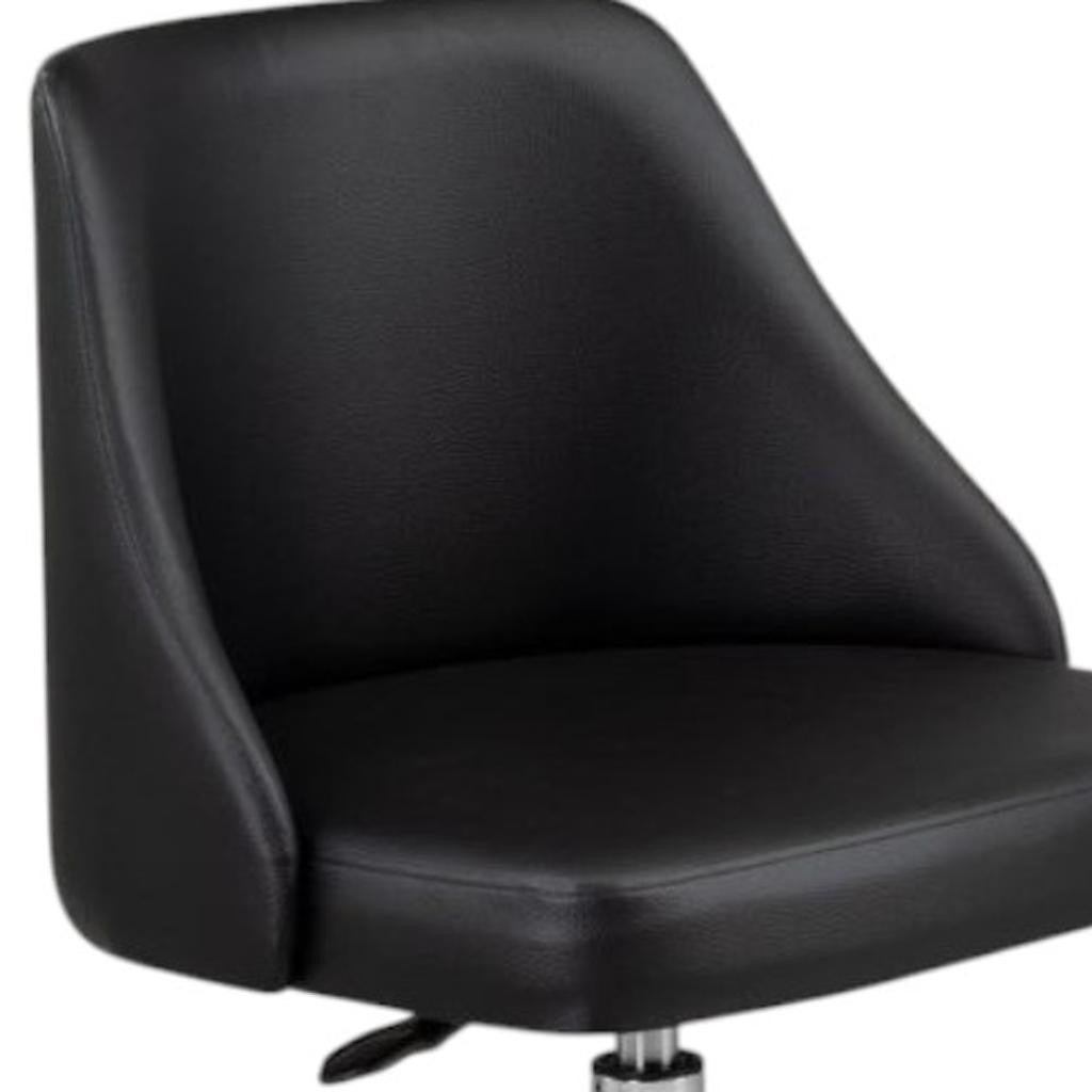 Black & Silver Faux Leather Adjustable Height Office Chair | Swivel, Rolling, Sleek Design