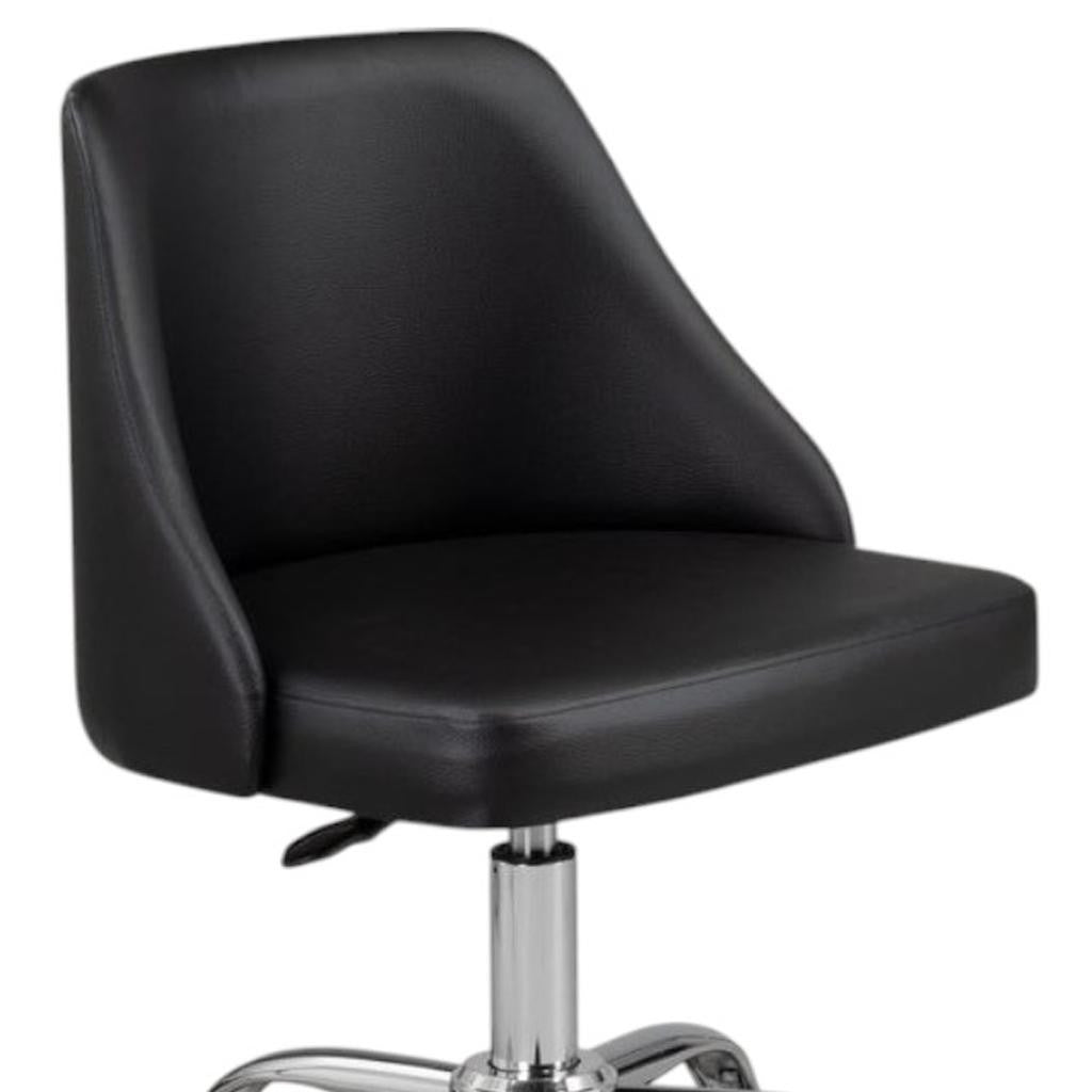 Black & Silver Faux Leather Adjustable Height Office Chair | Swivel, Rolling, Sleek Design