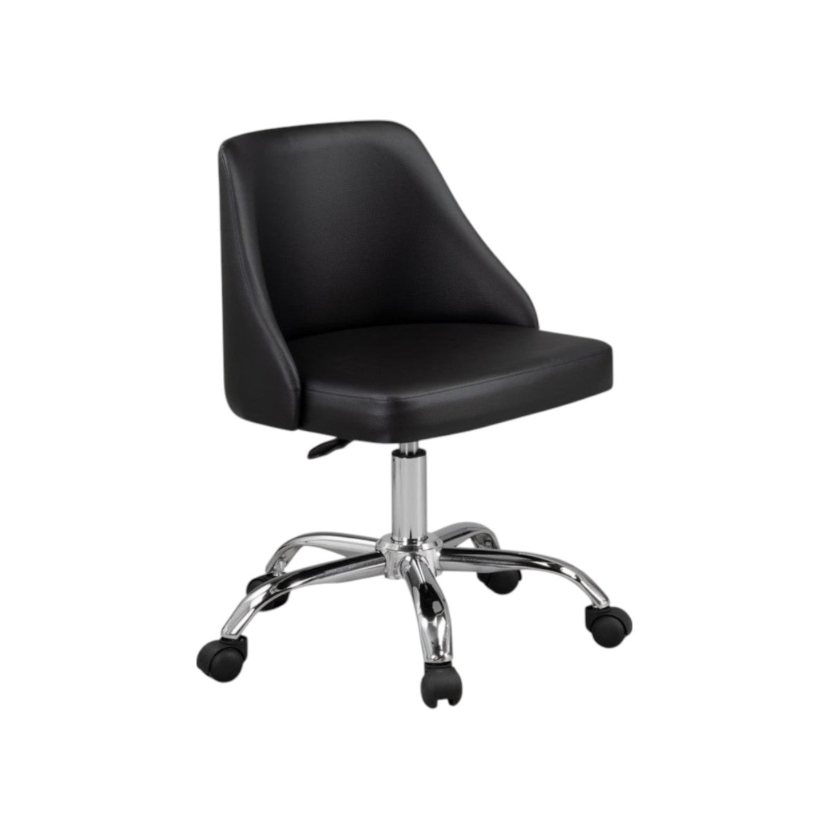 Black & Silver Faux Leather Adjustable Height Office Chair | Swivel, Rolling, Sleek Design