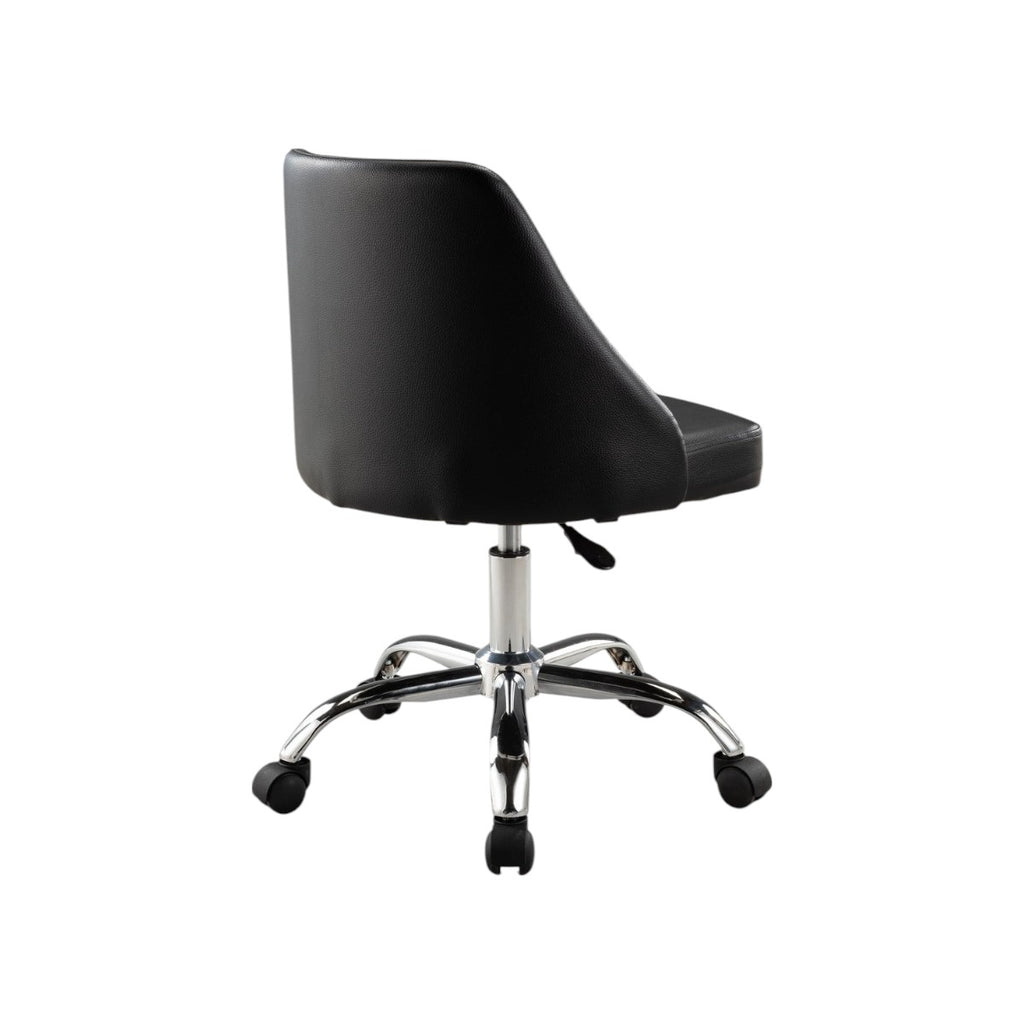 Black & Silver Faux Leather Adjustable Height Office Chair | Swivel, Rolling, Sleek Design