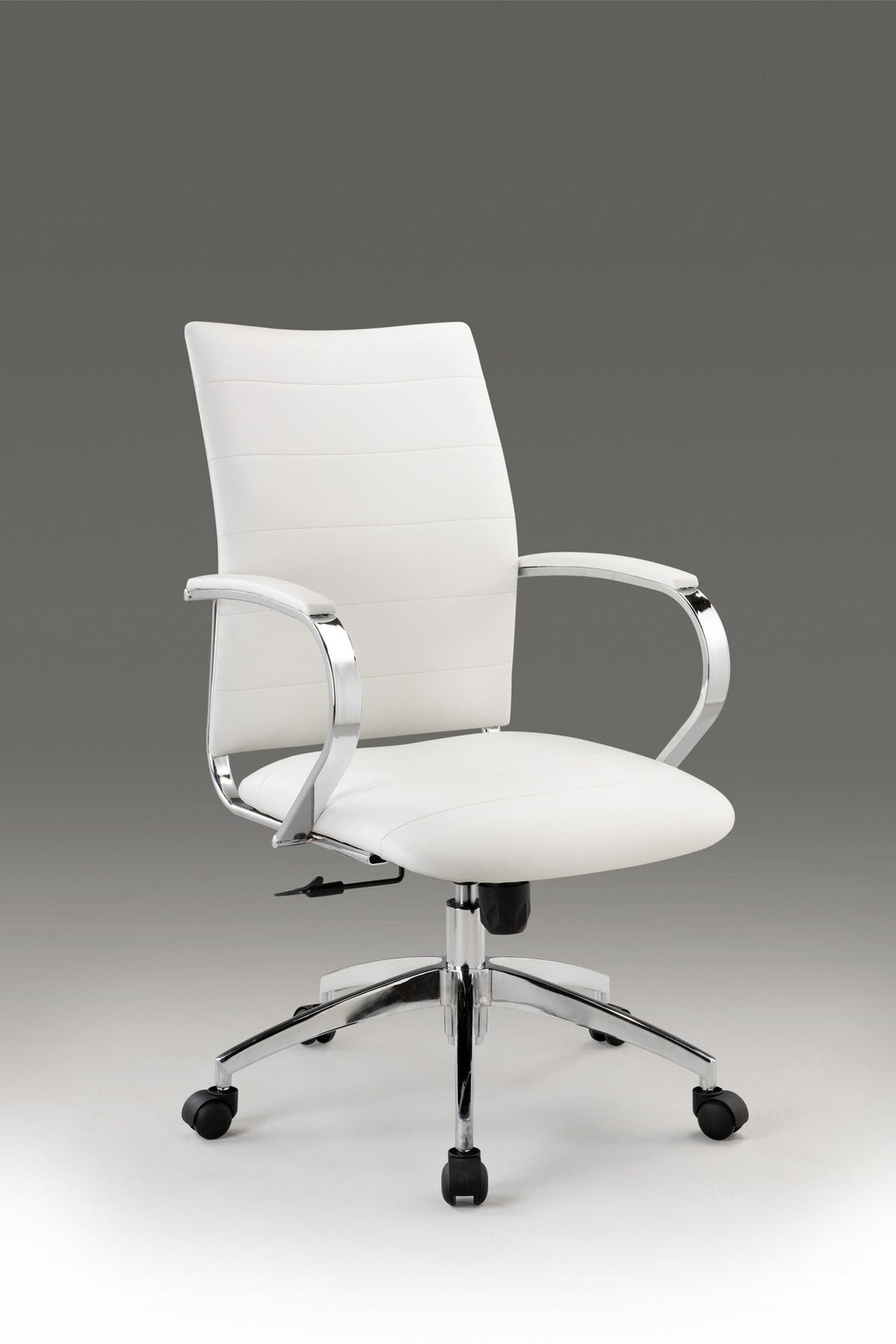 White & Silver Adjustable Height Office Chair | Swivel, Rolling, Clean Modern Style