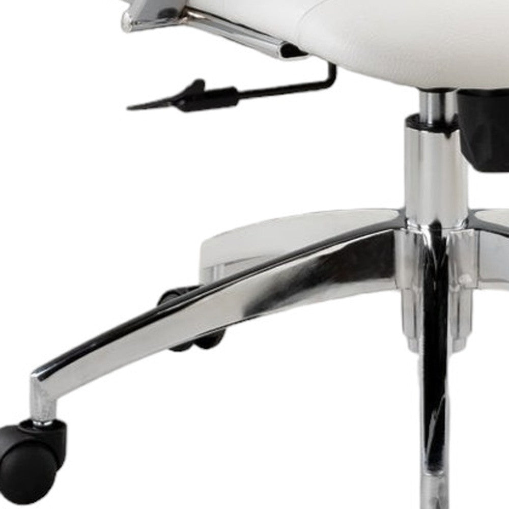 White & Silver Adjustable Height Office Chair | Swivel, Rolling, Clean Modern Style