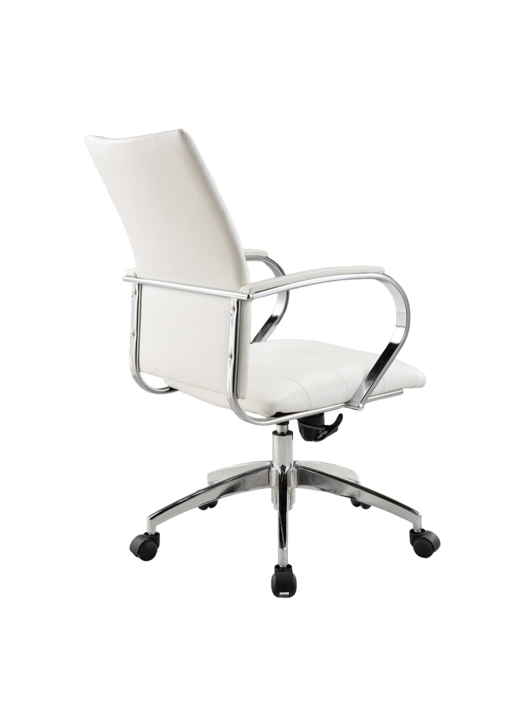 White & Silver Adjustable Height Office Chair | Swivel, Rolling, Clean Modern Style