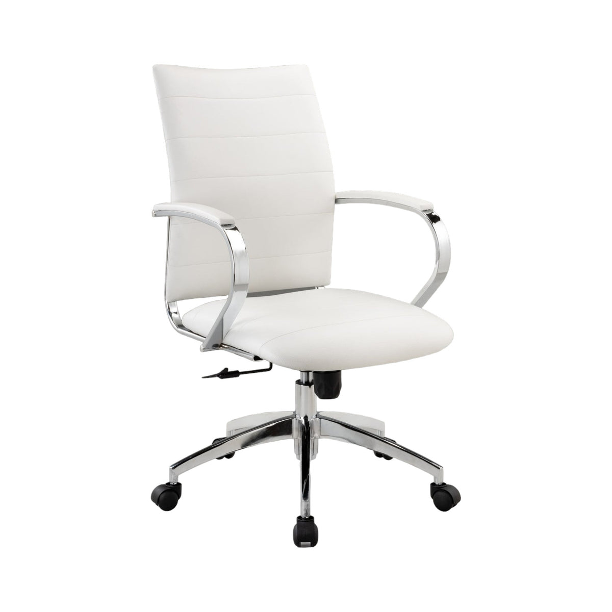 White & Silver Adjustable Height Office Chair | Swivel, Rolling, Clean Modern Style
