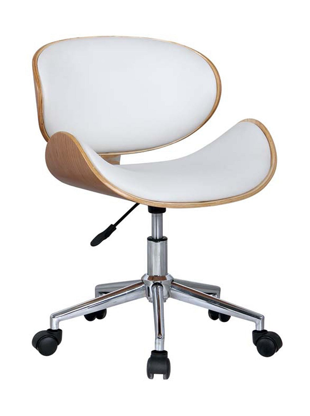 Brown White & Silver Adjustable Height Office Chair | Swivel, Rolling, Neutral Comfort